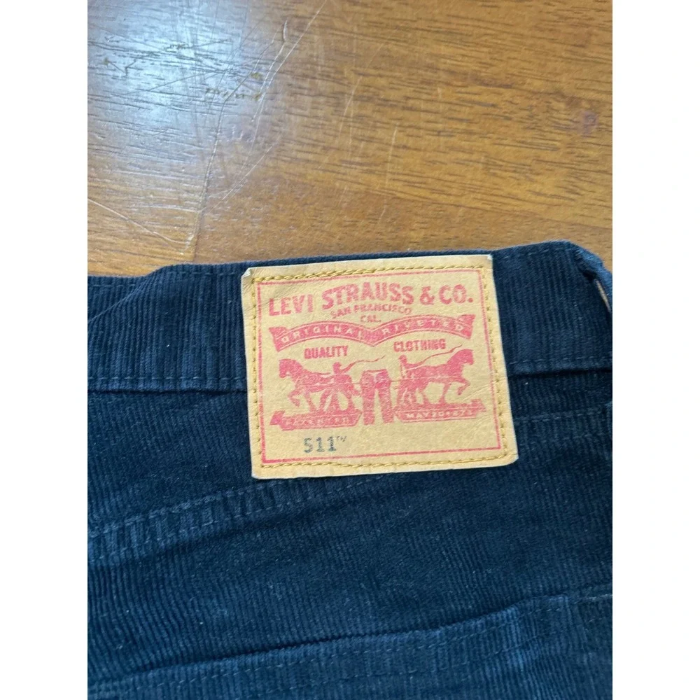 Levi's Corduroy Pants Mens 30x32 Navy Black Premium Slim Straight Corduroy